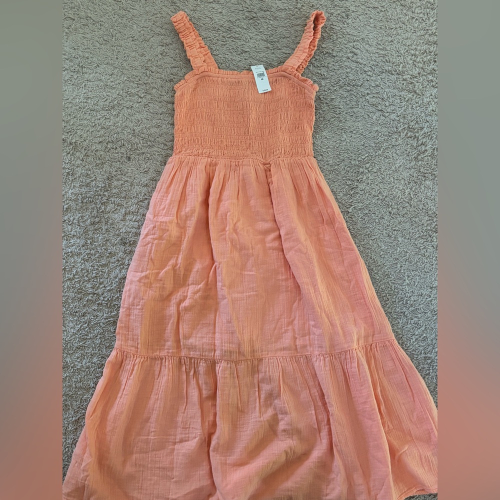 GAP Peach Apricot Smocked Sleeveless Dress NWT